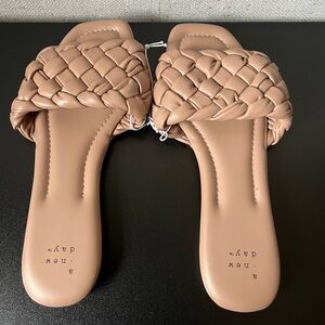 Women's Carissa Woven Slide Sandals - A New Day - Tan - BRAND NEW